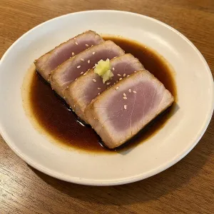 PANFRIED YELLOWFIN TUNA WITH WASABI SWEET SOYA & GINGER