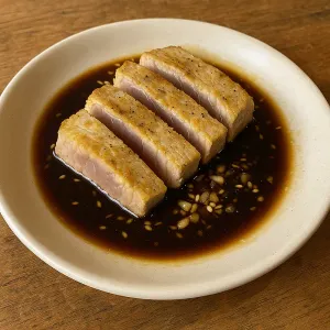 PANFRIED YELLOWFIN TUNA WITH WASABI SWEET SOYA & GINGER